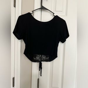 Black Cropped Romwe Shirt